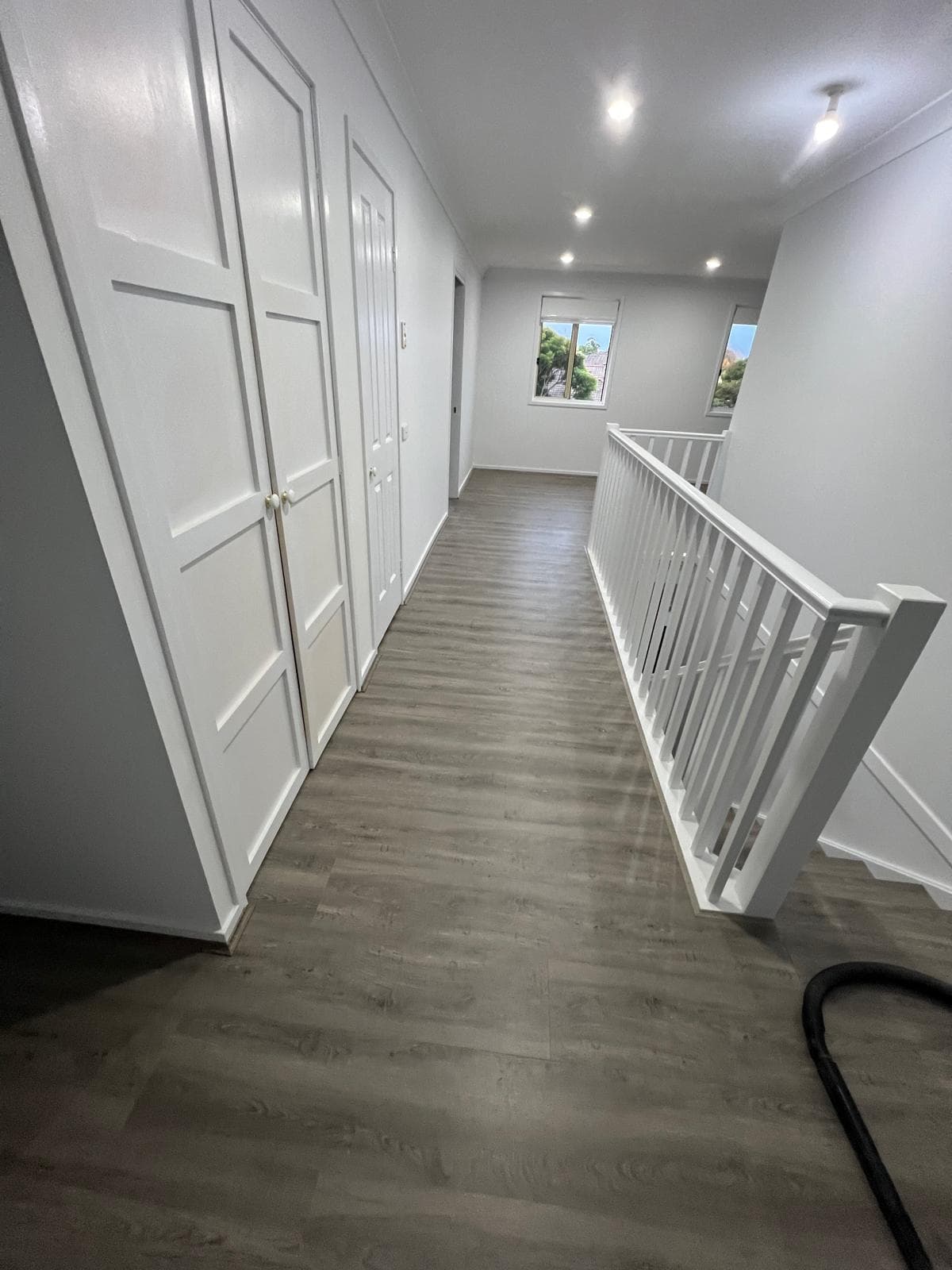 Flooring laid through a hallway